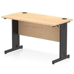 Image of Impulse 1200x600mm Straight Desk Maple Top Black Cable Managed Leg