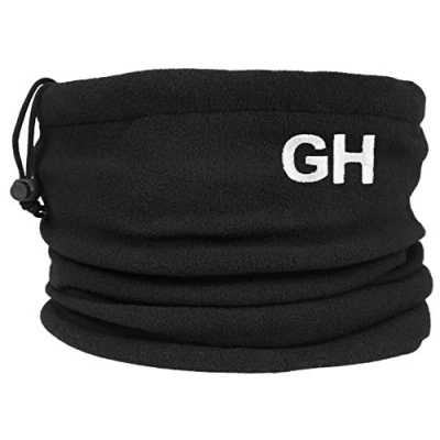 Image of TeddyTs Personalised Initials Black Fleece Sports Snood with Adjustable Toggle (White Embroidery)