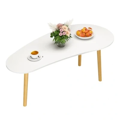 Image of Qiebenav Low Coffee Table,Solid Table Legs, Mid Century Modern Tables, Centre for Living Room, Tea Table, Side Department,Small Space 47.24&quot; x 15.75&quot; 16.14&quot;