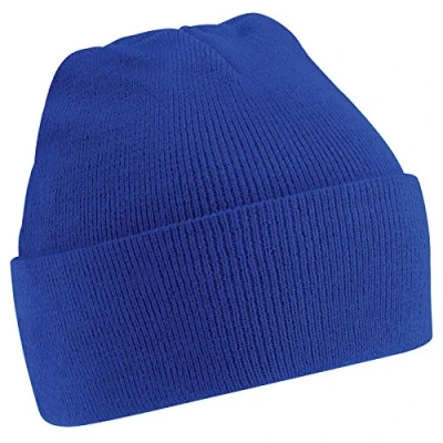 Image of New Beechfield Childrens Kids Winter Knitted Beanie Hat Bright Royal One Size