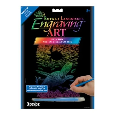 Image of Royal &amp; Langnickel Rainbow Engraving Art A4 Size Sea Turtle Designed Painting Set