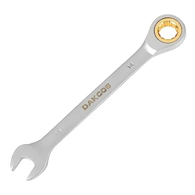 Image of DAKCOS Fixed Head Ratchet Spanner 14mm Ratcheting Combination Wrench Chrome Vanadium Steel