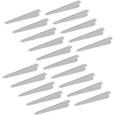 Image of Emuca 7908712 Shelf brackets for twin slot wall rail (grid dimension: 32mm), White, 270mm, Set of 20 pieces