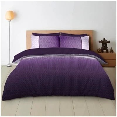 Image of GC GAVENO CAVAILIA Triangles Geometric Double Duvet Cover, Soft &amp; Cozy Reversible Ombre Bedding Sets With Pillowcases, Purple