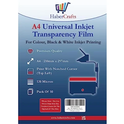 Image of Universal Inkjet Transparency Film A4 Clear OHP Sheets Ink Jet Printer Acetate Overhead Projector Tracing Graphic Design Paper Printable Fast Dry 120 Micron (50 Sheets)
