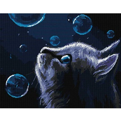 Image of Awesocrafts Cross Stitch Kits, Night Cat Kitten Bubble Animals Cute Easy Patterns Stitching Embroidery Kit Supplies, Counted Options for Adults Beginners Kids (Night Cat, Counted)
