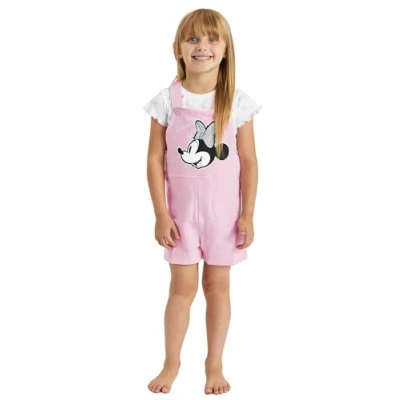 Image of Disney Girls Minnie Mouse Dungarees T Shirt Top Set (Minnie Mouse, 3 4 Years)