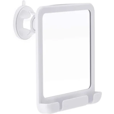 Image of MIRRORVANA Fogless Shower Mirror for Fog Free Shaving with Razor Holder, Improved Suction Cup, Shatterproof Surface and 360 Swivel, 20cm x 18cm (White)