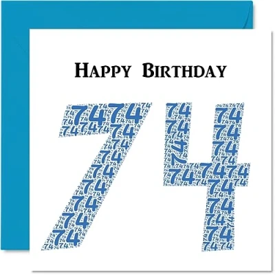 Image of Fun 74th Birthday Cards for Men Shapecloud Happy Card Dad Mum Great Grandad Grandpa Nanny Grandma Gran Uncle Auntie, 145mm x Greeting Cards,
