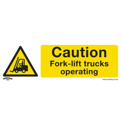 Image of Worksafe Warning Safety Sign Caution Fork Lift Trucks Rigid Plastic Pack of 10