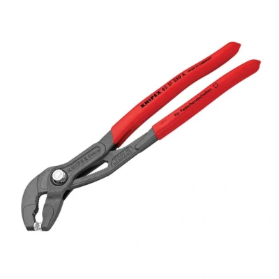 Image of Knipex Spring Hose Clamp Pliers grey atramentized, with non slip plastic coating 250 mm (self service card/blister) 85 51 A SB