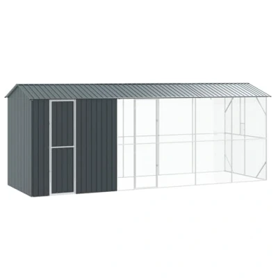 Image of vidaXL Aviary with Extension Anthracite 210 x 640 247 cm Steel