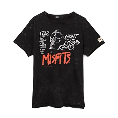 Image of Misfits T Shirt for Women &amp; Men Unisex Black Short Sleeve Punk Band Tee Night of The Living Dead Song Logo Music CD Gifts Merchandise Small