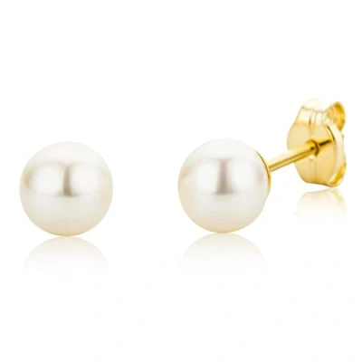 Image of Miore 9 kt (375) Yellow Gold Stud Earrings with White Freshwater Pearl for Women, 5.5mm