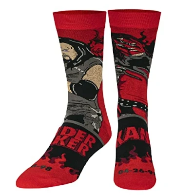 Image of ODD SOX Men&#039;s Crew Socks WWE Legendary Matches Collection (UK Adult 6 12) (The Undertaker Vs Kane)