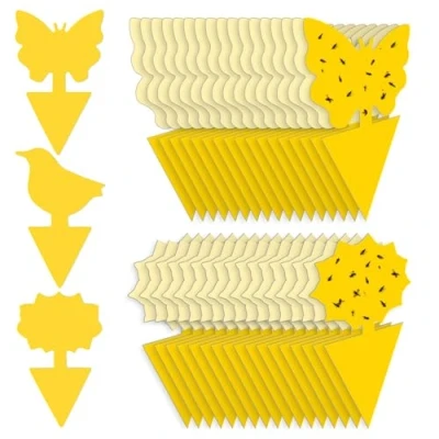 Image of 90Pk Fruit Fly Traps, Yellow Double sided Fungus Gnat Sticky Catcher for Plants Indoor and Outdoor Insects Control Non Toxic, Waterproof