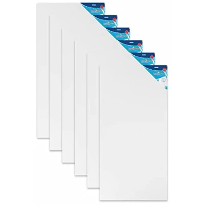 Image of Stylex 28636 P6 Stretcher Frame 50 x 100 cm with 100% Cotton Fabric Canvas, Primed, Stapled Back for Oil, Acrylic and Tempera Paints, Gouache Painting, Pack of 6