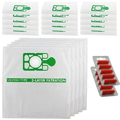 Image of SPARES2GO Cloth Hoover Bags compatible with Numatic Henry Hetty Vacuum Cleaners (Pack of 20 + 10 Fresheners)