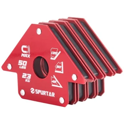 Image of Spurtar 4pcs 23kg/50lb Welding Magnets, Strong Magnets and Clamps, Magnetic Holder Magnet Set, Metal Working Tool Clamps Workshop Arrow Welder Accessories