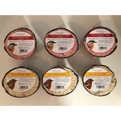 Image of Suet Filled Half Coconuts for Wild Birds Mixed Pack of 6