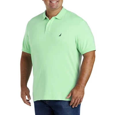 Image of Nautica Men&#039;s Classic Fit Short Sleeve Solid Soft Cotton Polo Shirt, Ash Green, 4X Tall