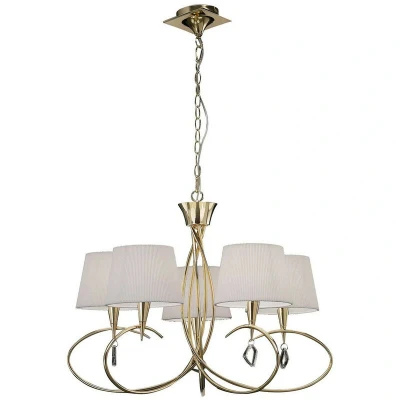 Image of Mara Pendant 5 Light E14, French Gold With Ivory White Shades