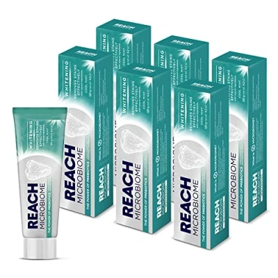 Image of REACH Microbiome Toothpaste Whitening 120g x 6, Cool Mint Flavor, Remove Stain, Probiotic Natural Ingredients, Clean Healthy Teeth Gums Tartar Cavity, Daily Oral Enamel Dental Care