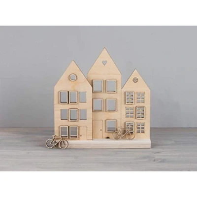 Image of Rayher Wooden House Shapes for DIY Display, Wood Ornaments Craft and Home Decorations, Shaped Boards Crafting, 15.9x7.1cm, 62891505
