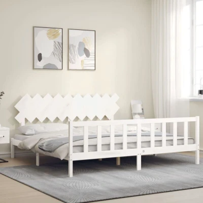 Image of vidaXL Bed Frame without Mattress White 200x200 cm Solid Wood Pine
