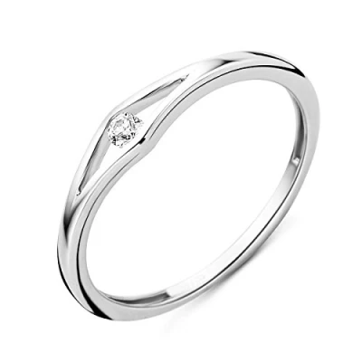 Image of Miore Women&#039;s Solitaire Engagement Ring in 9 Carat (375) White Gold with Diamond Brilliant 0.05 ct,