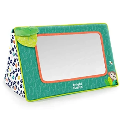 Image of Bright Starts 52035 6 W11 Floor Mirror Tummy Time Activity Toy, Ages Newborn +, Bs Sit and See Safari