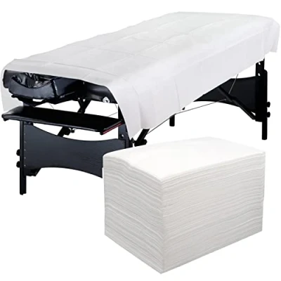 Image of Eqivei Pack of 50 Disposable Massage Tables Pads, 100x200 cm, Bed Linen, Table Cover, Non Woven Fabric, Soft, Skin Friendly Sheet (50)