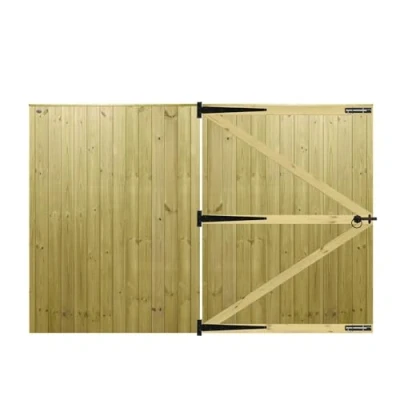 Image of Height: 6ft (180cm High) Bespoke Made 2 Measure Tongue &amp; Groove Semi Braced Driveway Flat Top Swing Gate [Width: Upto 274cm Wide 600mm Hinge Pack]