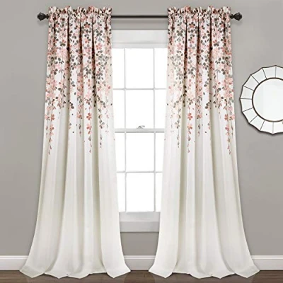 Image of Lush Decor Weeping Flowers, Polyester, Blush &amp; Gray, 52&quot; W x 84&quot; L (Pack of 1)