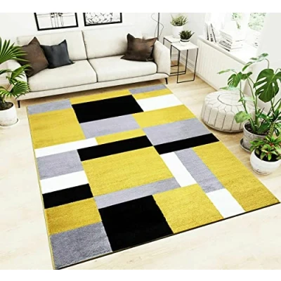 Image of Kilas Rug, Polypropylene, New Modern Home Décor, Geometric, Multi Coloured, Shaggy and Comfy, Anti Skid Carpet, Runner For Large Small Living Room (Beige Brown, 60x110)
