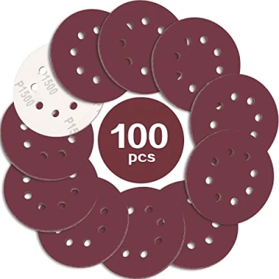 Image of STEBRUAM 100PCS 125mm Sanding Discs 1500 Grit, 5 Inch 8 Hole Hook and Loop Pads for Random Orbital Sander