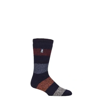 Image of Mens 1 Pair SOCKSHOP Heat Holders 2.3 TOG Patterned and Plain Thermal Socks Barrow Navy / Burgundy 6 11