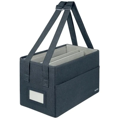 Image of Leitz Fabric Compact Hot Desking Work Bag, Foldable Laptop Bag for Stationery &amp; Accessories, w. Adjustable Carry Handles, 370 x 210 220 mm, Velvet Grey, 65760089