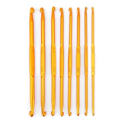 Image of DEWIN Double Ended Crochet Hooks End Alumina Hook Knitting Needle Set Weave Craft 8Pcs (Golden)
