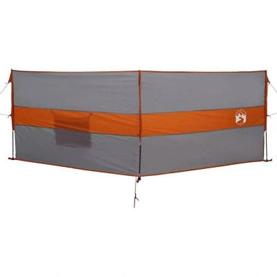 Image of vidaXL camping windbreak grey/orange portable waterproof barrier 344x120 cm with easy setup and secure anchoring