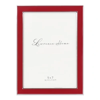 Image of Lawrence Frames Silver Plated Metal with Red Enamel Picture Frame, Red, 5x7