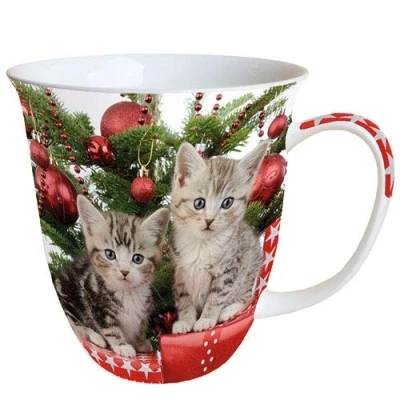 Image of Ambiente Fine Bone China Christmas Mug 0.4 Litre Kitten