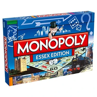 Image of Winning Moves Essex Monopoly Board Game, Advance to Southend Pier, Mountfitchet Castle, Stansted, Chelmsford and trade your way success, gift for ages 8 plus