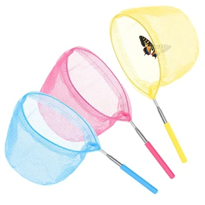 Image of com four® 3x extendable net for children insect with telescopic rod fishing colorful children&#039;s [selection varies] (3 pieces blue yellow pink)