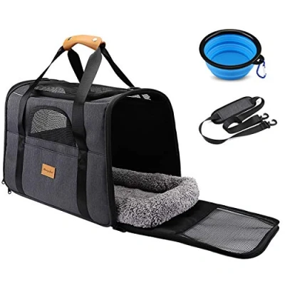 Image of Morpilot Pet Carrier Bag, Portable Cat Bag Top Opening, Removable Mat and Breathable Mesh, Foldable Transport for Dogs Cats, with Shoulder Strap Bowl Grey
