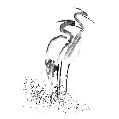 Image of Wee Blue Coo Heron K Drawing Art Print Poster Wall Decor 12X16 Inch