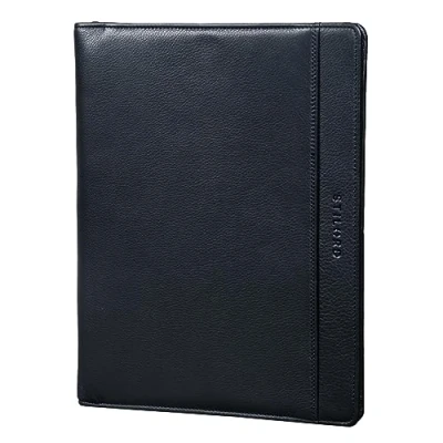 Image of STILORD &#039;Josh&#039; Leather Conference Folder A4 Vintage Business Map with Zip and Ring Binder Portfolio Document for 13,3 Inch MacBooks, Colour:Black