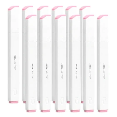 Image of M&amp;G Light Pink Highlighter, 12 Pack High Lighters Highlighters No Bleeds Highliters Pens Neon Soft Bulk Clear View Bright Tip Marker for Books Home Office, Square
