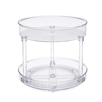 Image of Amazon Basics Clear 2 Tier Lazy Susan Turntable Organiser, 22.9 cm