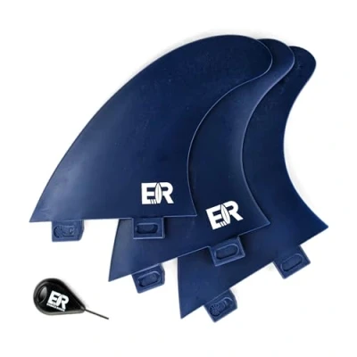 Image of Eisbach Riders Surfboard FCS Thruster Fin Set with Key (Size G5 Medium) Fins for and SUP (Blue)